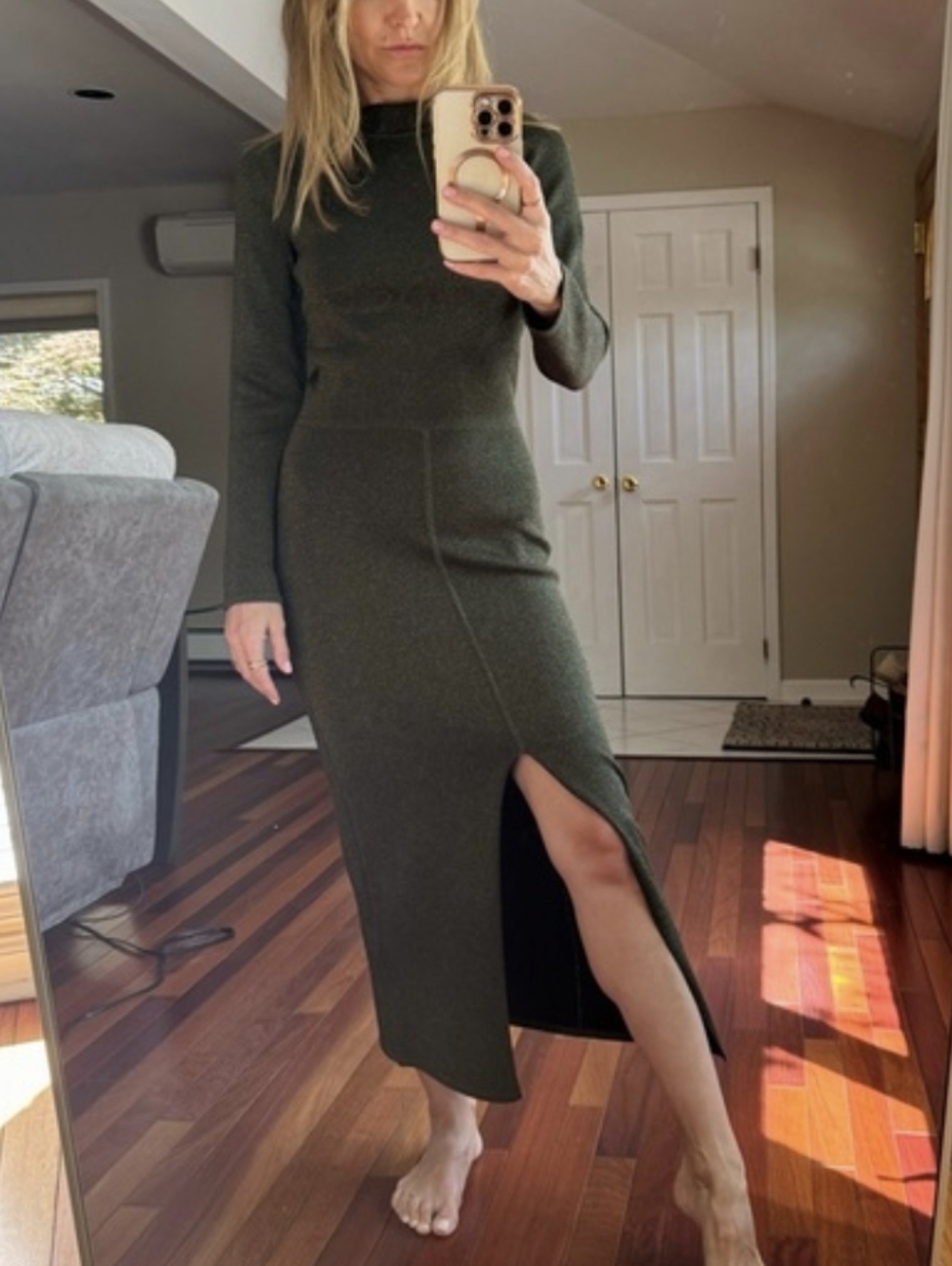 Sandro Gold Metallic Midi Dress